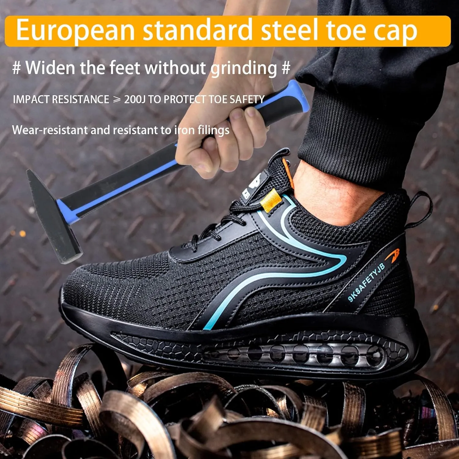 Steel Toe Shoes for Men Work Shoes Lightweight Safety Sneakers Air Cushion Construction Work Shoes for Men Composite Toe Safety Shoes Comfortable Puncture Proof Slip On Work Shoes
