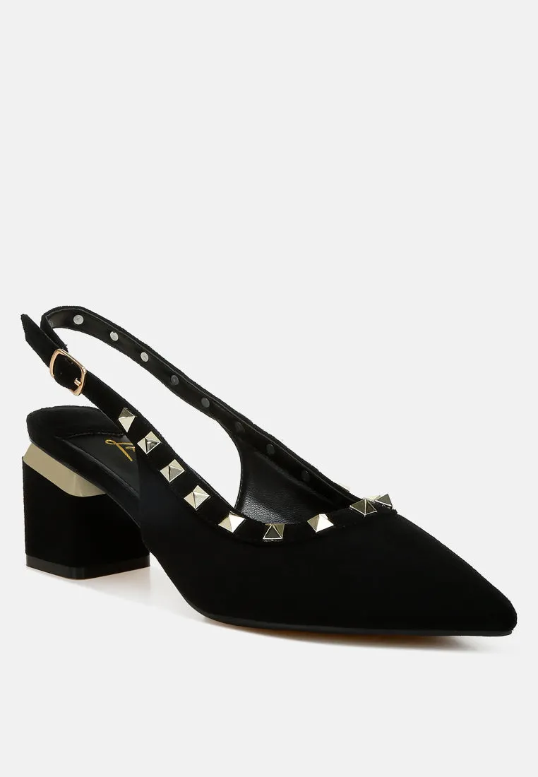 Stud Emebllished Microfiber Sandals By RAG