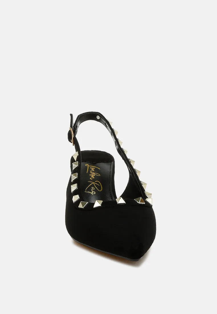 Stud Emebllished Microfiber Sandals By RAG