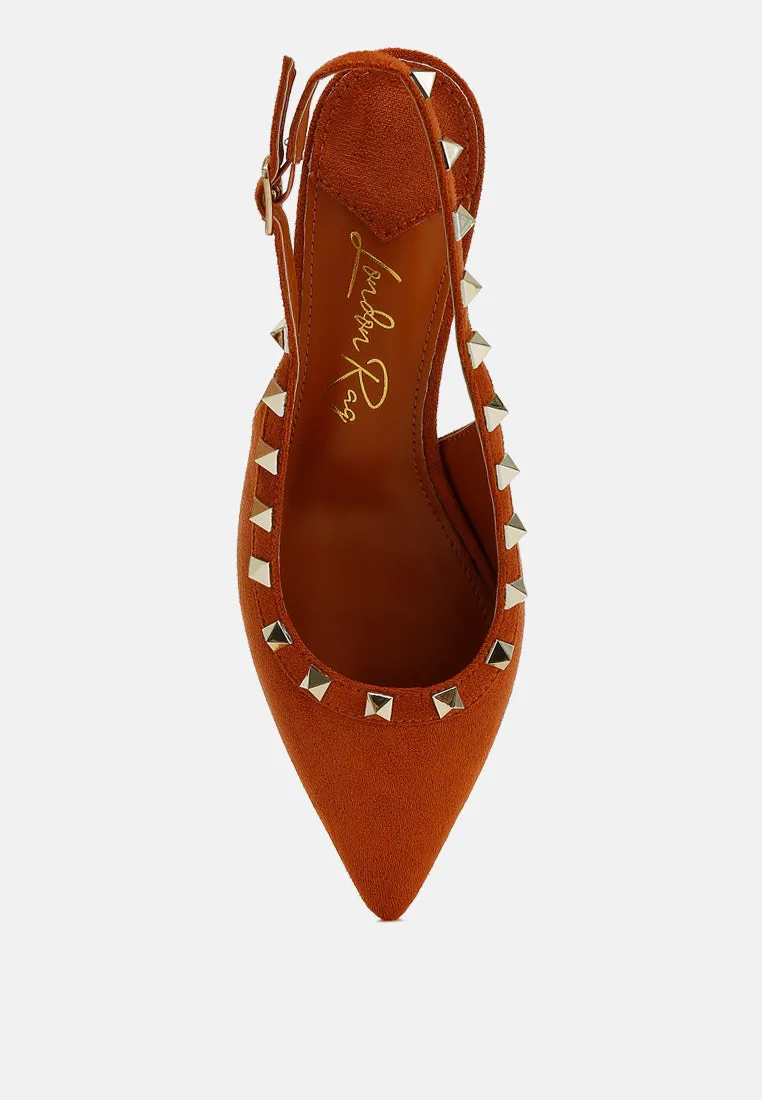 Stud Emebllished Microfiber Sandals By RAG