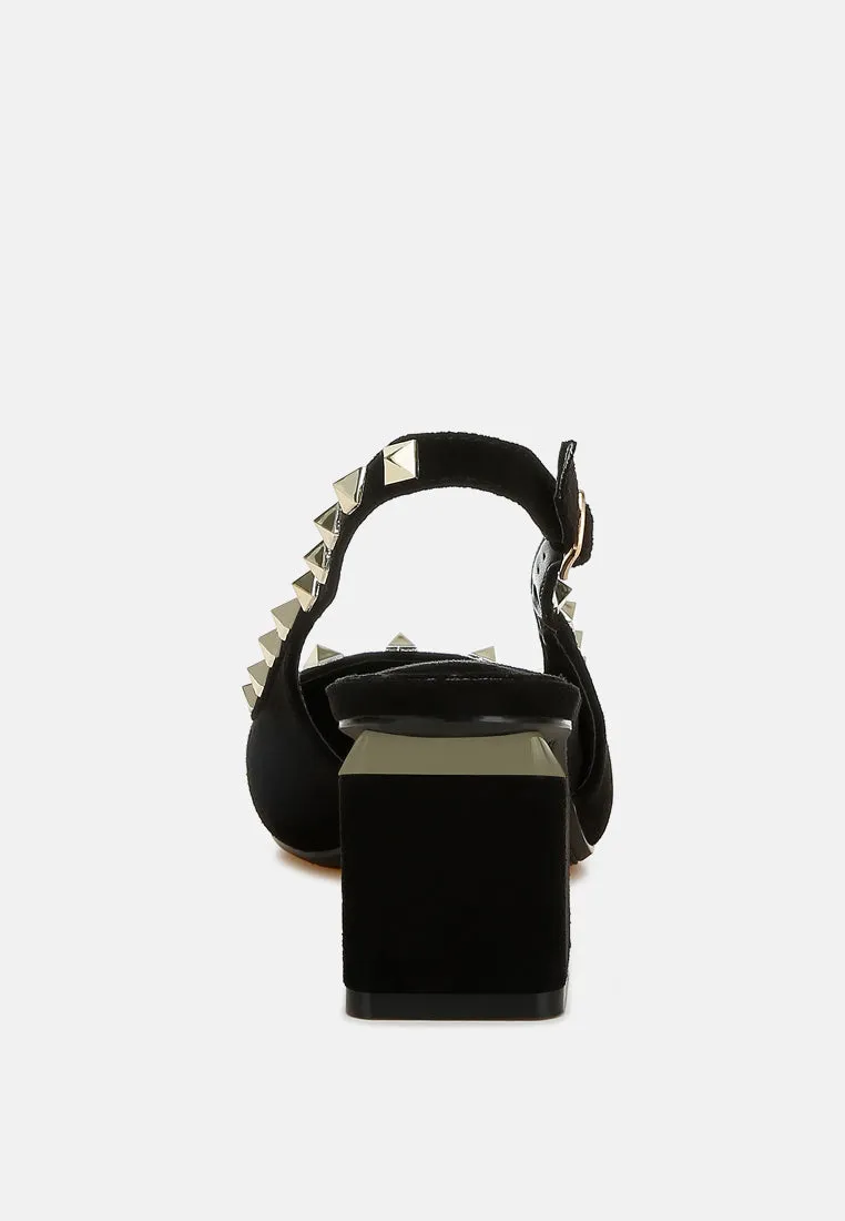 Stud Emebllished Microfiber Sandals By RAG