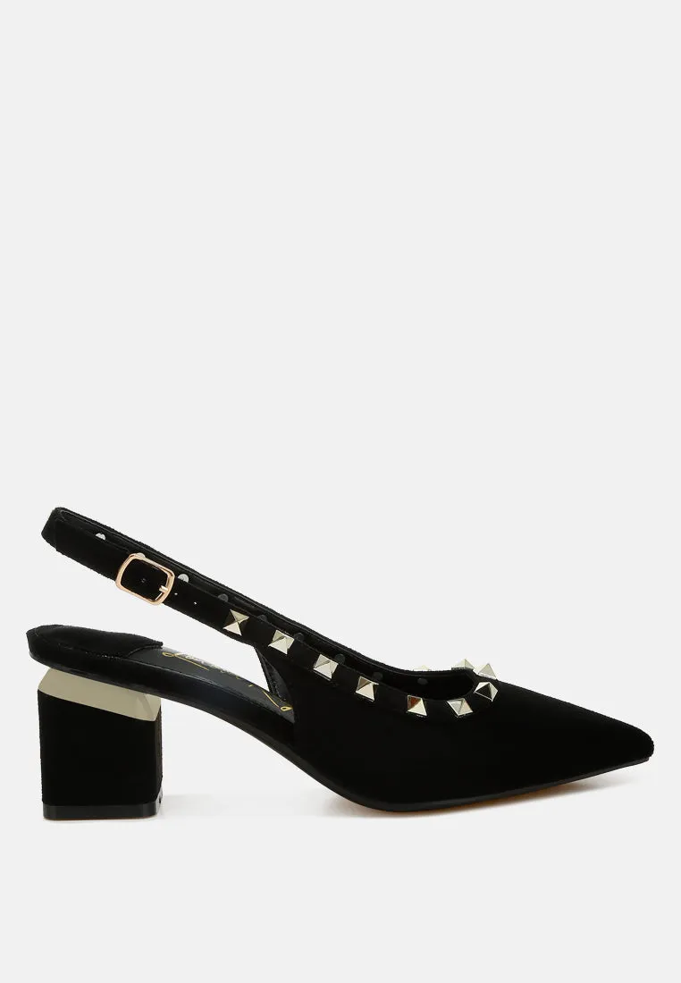 Stud Emebllished Microfiber Sandals By RAG