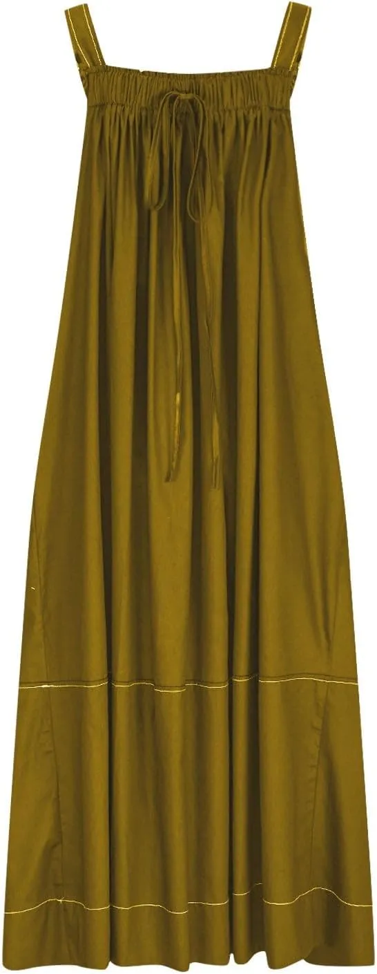 Summer Dress for Women Loose Adjustable Strap Big Pockets Work Jumper Dresses Midi Bib Overall Fashion Clothes