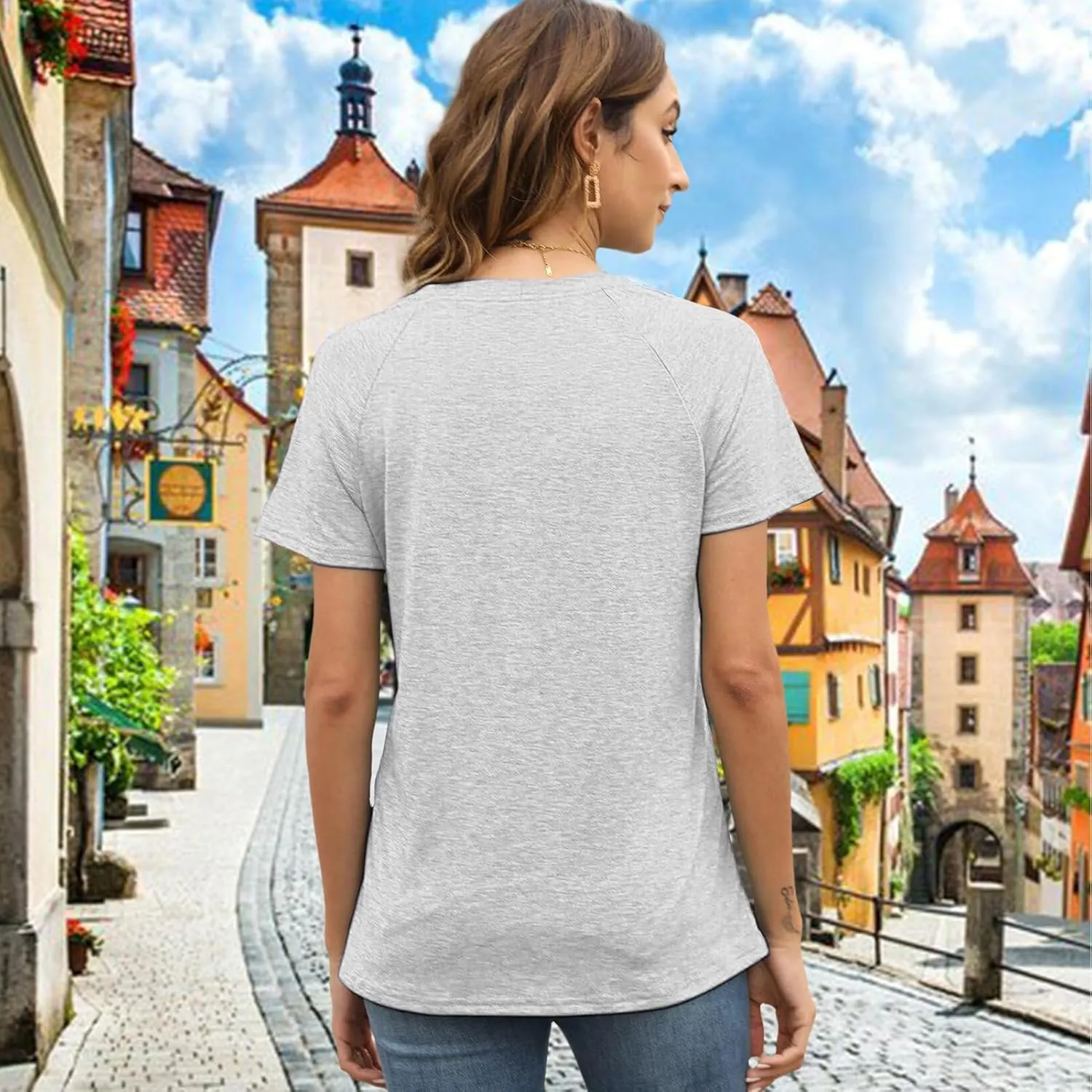 Sunflower T Shirts for Women | Women Sunflower Patriotic T Shirts - Crew Neck Short Sleeve Top Clothes Casual Holiday Wear