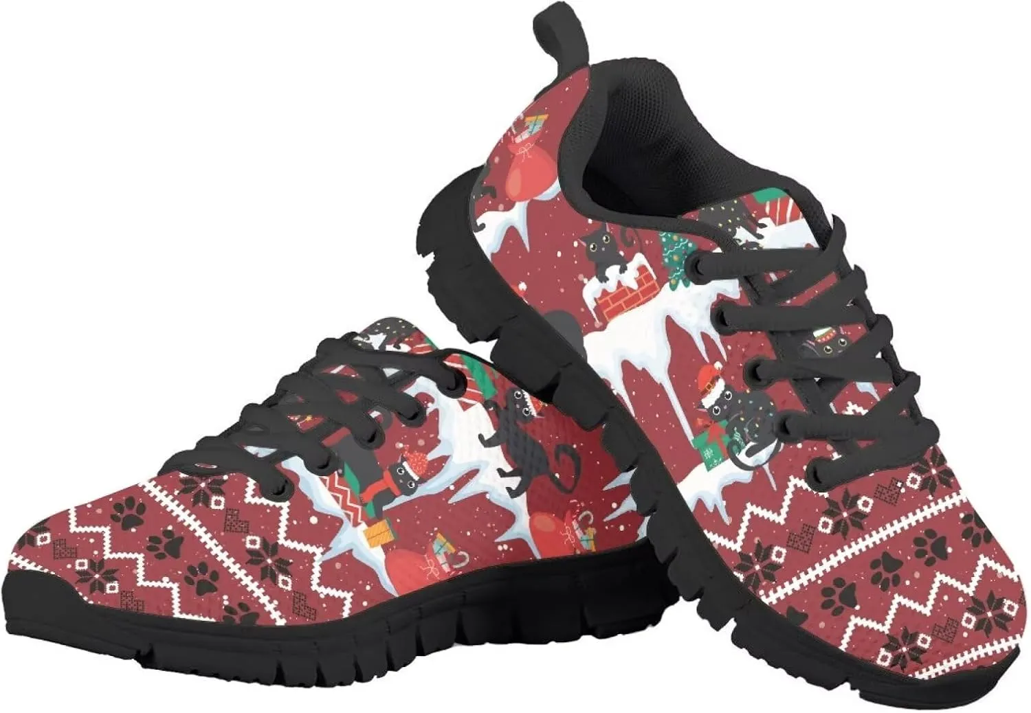 SYtrade Girls Christmas Running Sports Shoes Lace-up Athletic Sneaker Black Sole