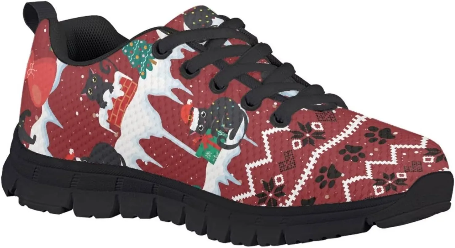SYtrade Girls Christmas Running Sports Shoes Lace-up Athletic Sneaker Black Sole