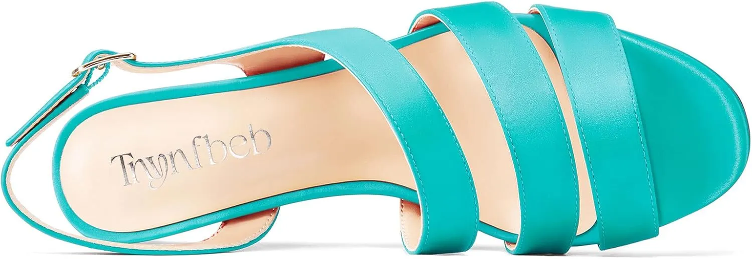 TNYNFBEB Women Mid Heel Peep Open Toe Sandals Ankle Strap Buckle Prom Wedding Cute Basic Classic 2.0 Inches Heels