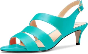 TNYNFBEB Women Mid Heel Peep Open Toe Sandals Ankle Strap Buckle Prom Wedding Cute Basic Classic 2.0 Inches Heels