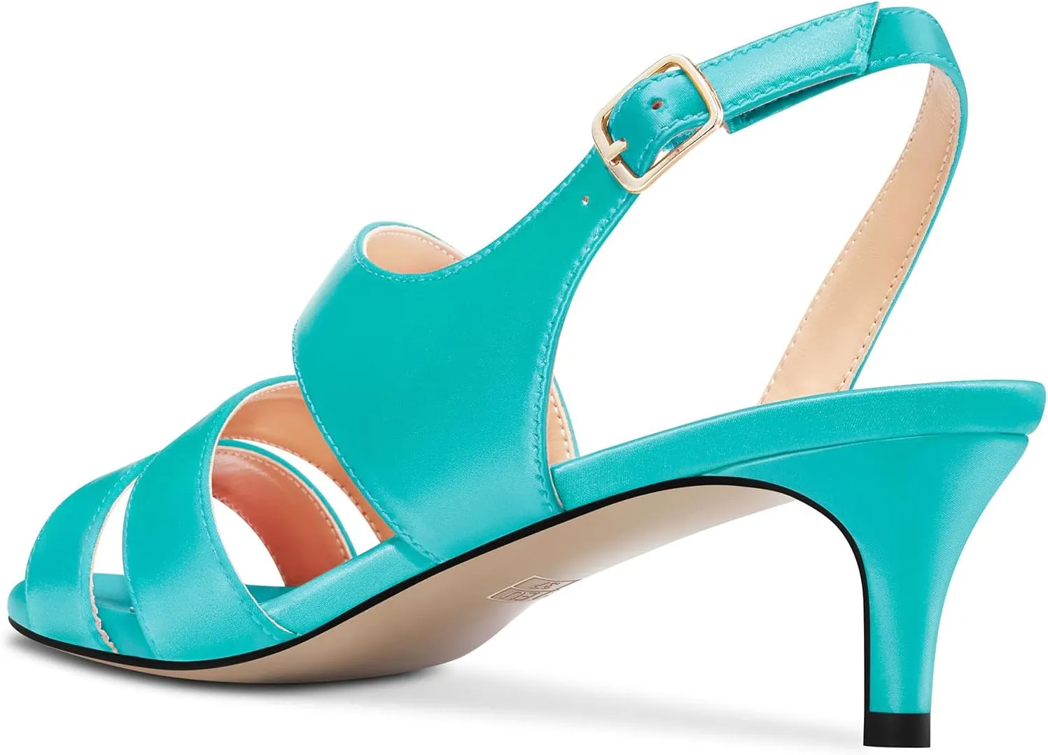 TNYNFBEB Women Mid Heel Peep Open Toe Sandals Ankle Strap Buckle Prom Wedding Cute Basic Classic 2.0 Inches Heels