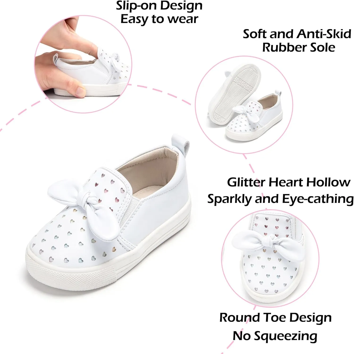 Toddler/Little Girls Sneakers-Slip On Glitter Sports Shoes for Running Walking
