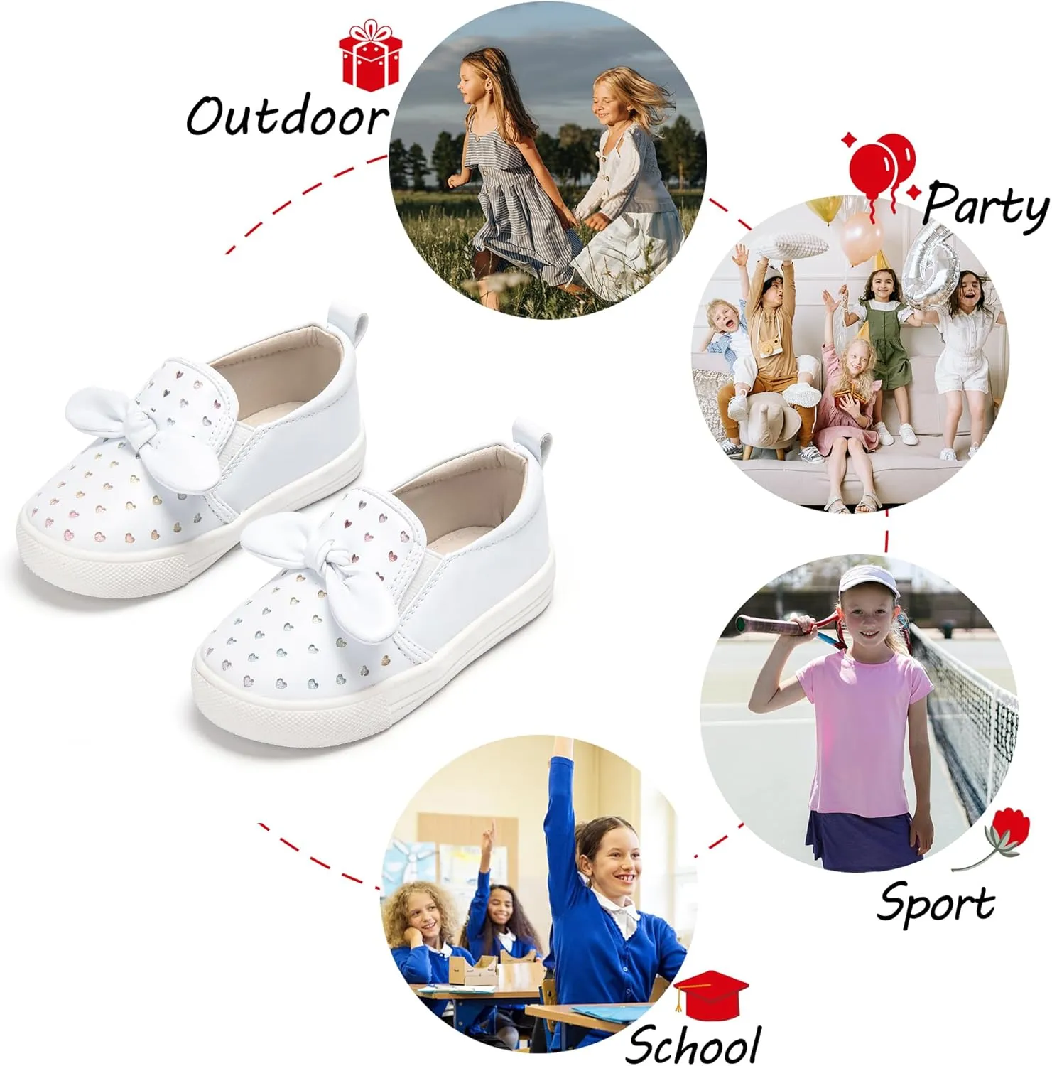 Toddler/Little Girls Sneakers-Slip On Glitter Sports Shoes for Running Walking