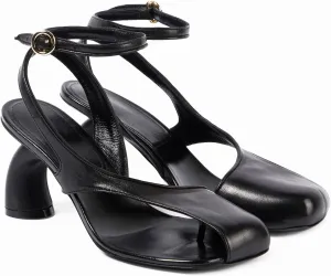 Trendy Open Toe Heeled Sandals for Women - Stylish Thong Sandals with Unique Curved Contoured Heel Fashion Ankle Strap Peep Toe High Heels Pumps for Summer & Evening