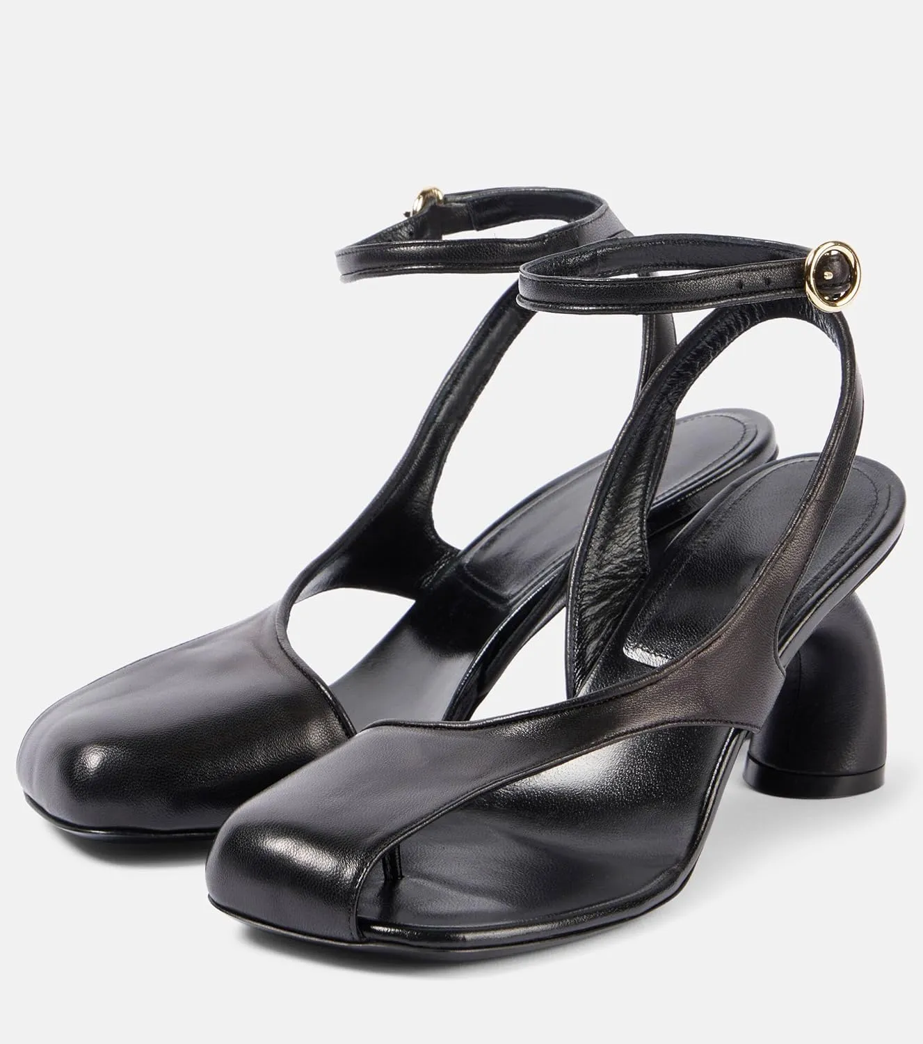 Trendy Open Toe Heeled Sandals for Women - Stylish Thong Sandals with Unique Curved Contoured Heel Fashion Ankle Strap Peep Toe High Heels Pumps for Summer & Evening