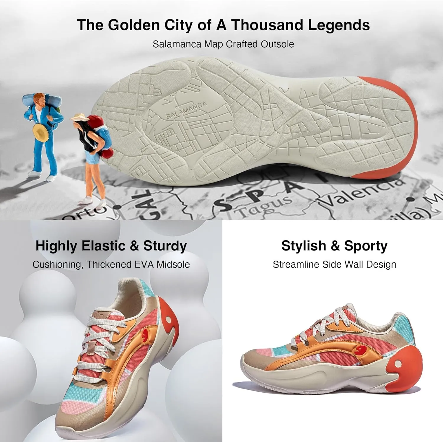 UIN Women's Chunky Fashion Sneakers Walking Casual Comfortable Art Painted Travel Designer Shoes Salamanca