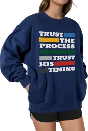 Unisex Easter Elements Graphic Letter Print Sweatshirt Crew Neck Long Sleeve Loose Pullover Tops with Pockets