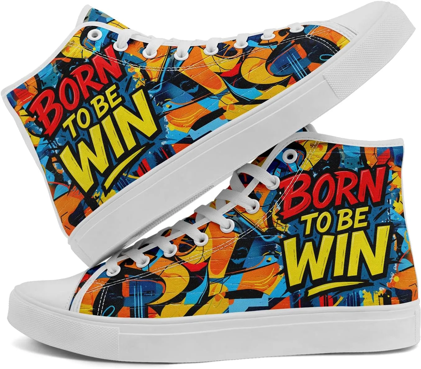 Unisex Graffiti High-Top Canvas Sneakers Stylish Streetwear Colorful Canvas Shoes for Women Comfortable Casual Walking Shoes