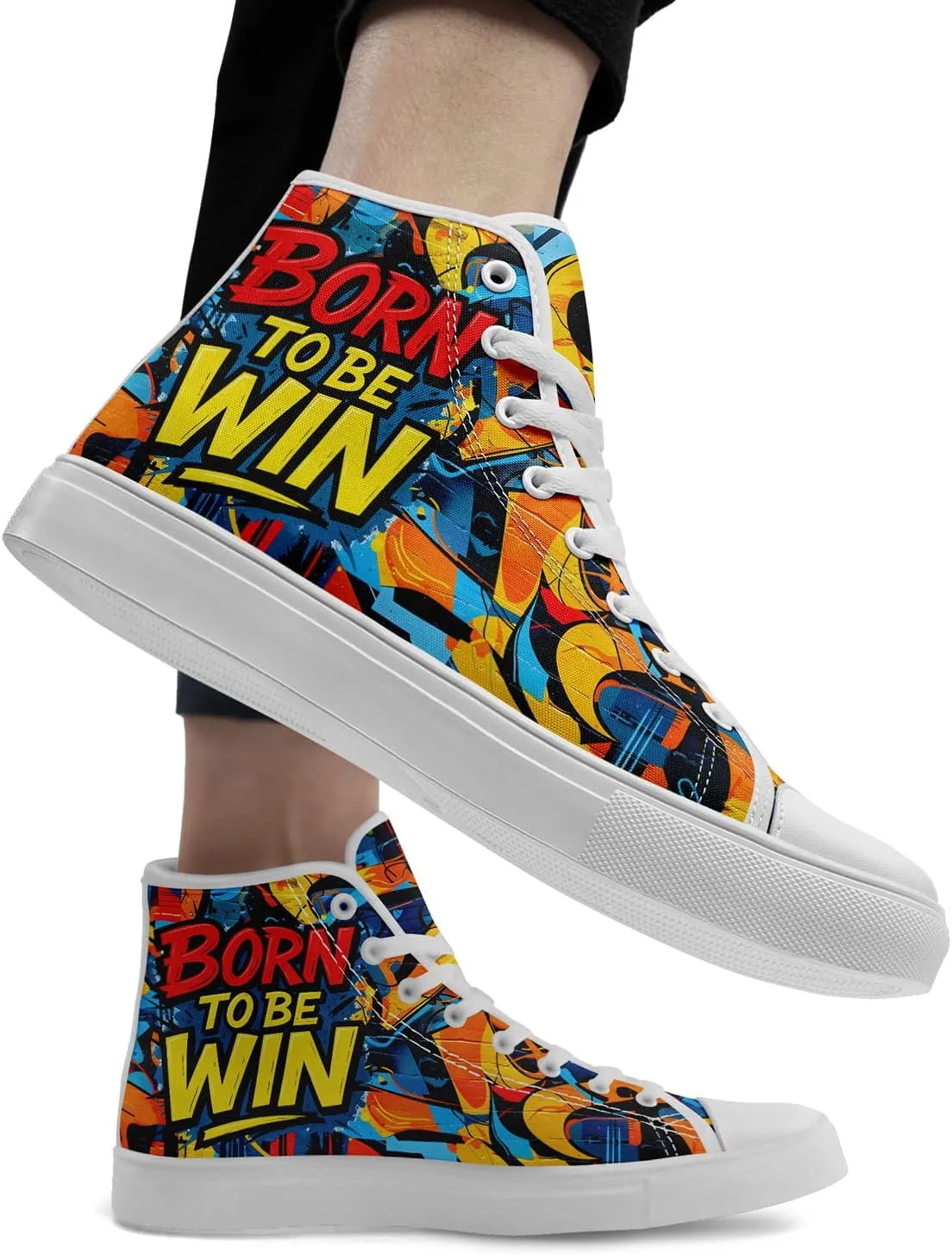 Unisex Graffiti High-Top Canvas Sneakers Stylish Streetwear Colorful Canvas Shoes for Women Comfortable Casual Walking Shoes