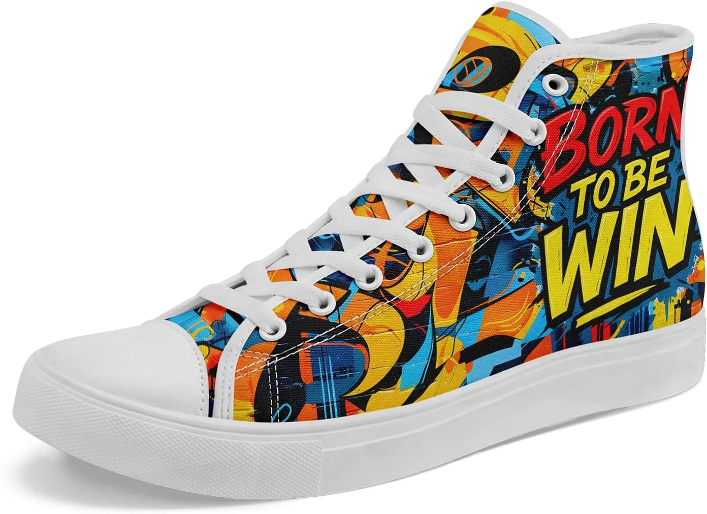 Unisex Graffiti High-Top Canvas Sneakers Stylish Streetwear Colorful Canvas Shoes for Women Comfortable Casual Walking Shoes