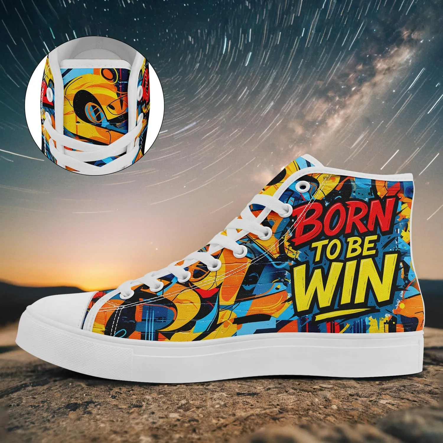 Unisex Graffiti High-Top Canvas Sneakers Stylish Streetwear Colorful Canvas Shoes for Women Comfortable Casual Walking Shoes
