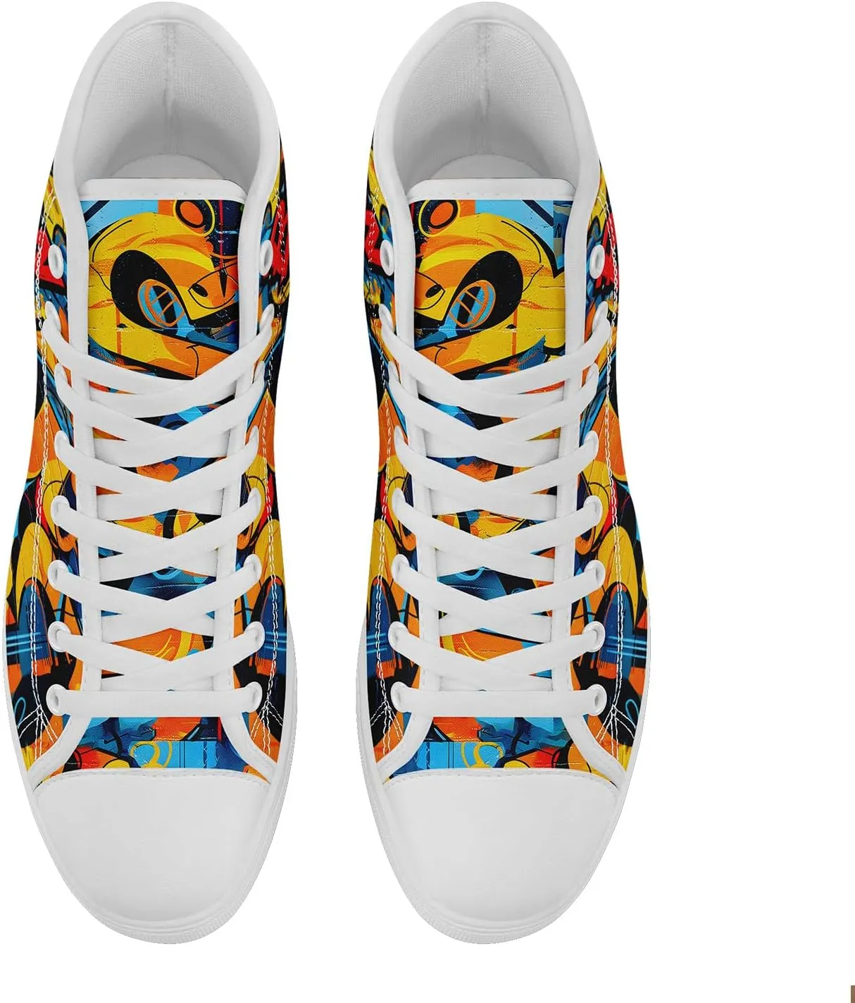 Unisex Graffiti High-Top Canvas Sneakers Stylish Streetwear Colorful Canvas Shoes for Women Comfortable Casual Walking Shoes