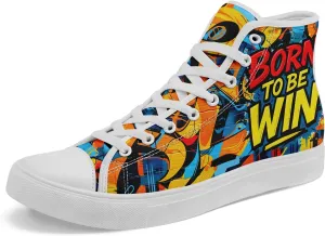Unisex Graffiti High-Top Canvas Sneakers Stylish Streetwear Colorful Canvas Shoes for Women Comfortable Casual Walking Shoes