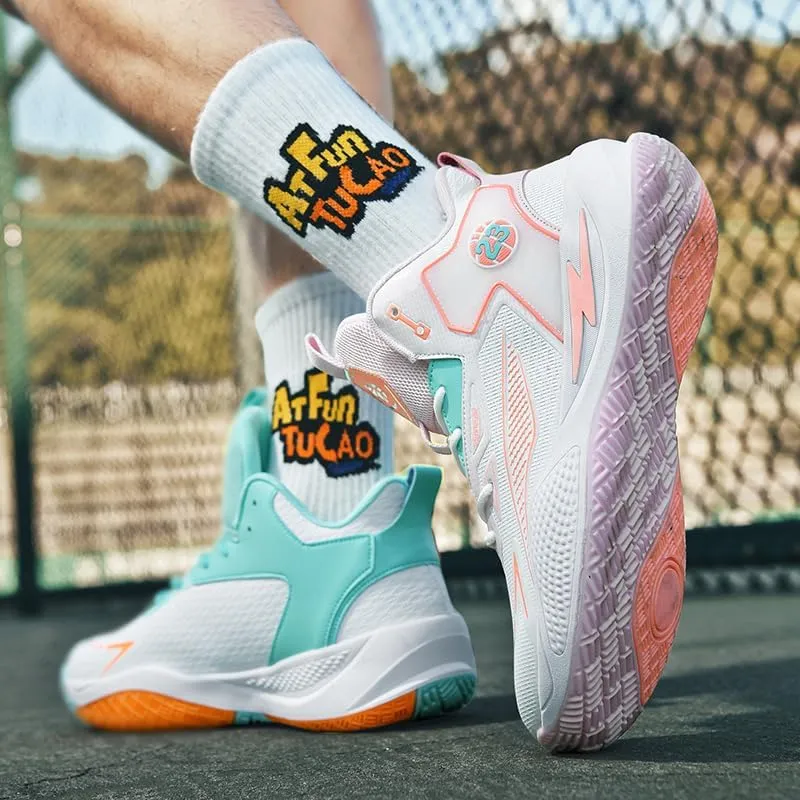 Unisex High Top Breathable Basketball Shoes Fashion Non-Slip Outdoor Running Sneakers Casual Athletic Tennis Walking Sport Shoes