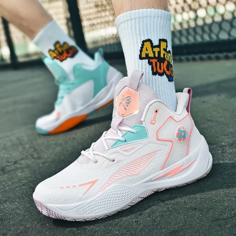 Unisex High Top Breathable Basketball Shoes Fashion Non-Slip Outdoor Running Sneakers Casual Athletic Tennis Walking Sport Shoes