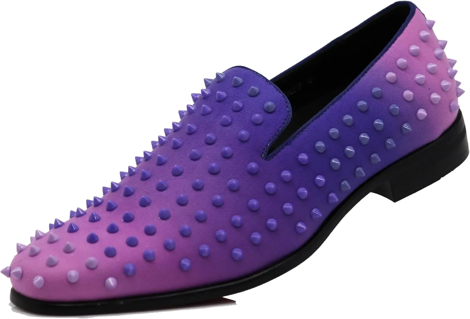 USOP Men's Fashion Spike Gradient Dress Loafers Slip On Shoes Classic Tuxedo Dress Shoes