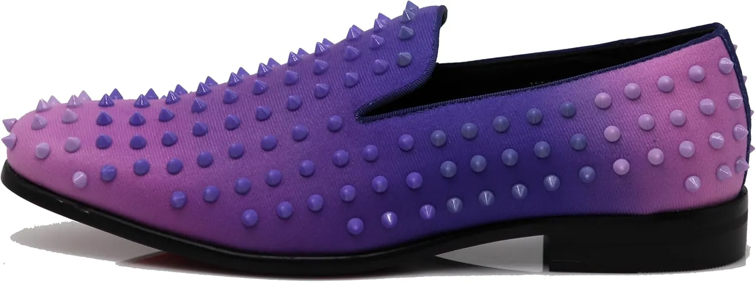 USOP Men's Fashion Spike Gradient Dress Loafers Slip On Shoes Classic Tuxedo Dress Shoes