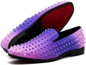 USOP Men's Fashion Spike Gradient Dress Loafers Slip On Shoes Classic Tuxedo Dress Shoes