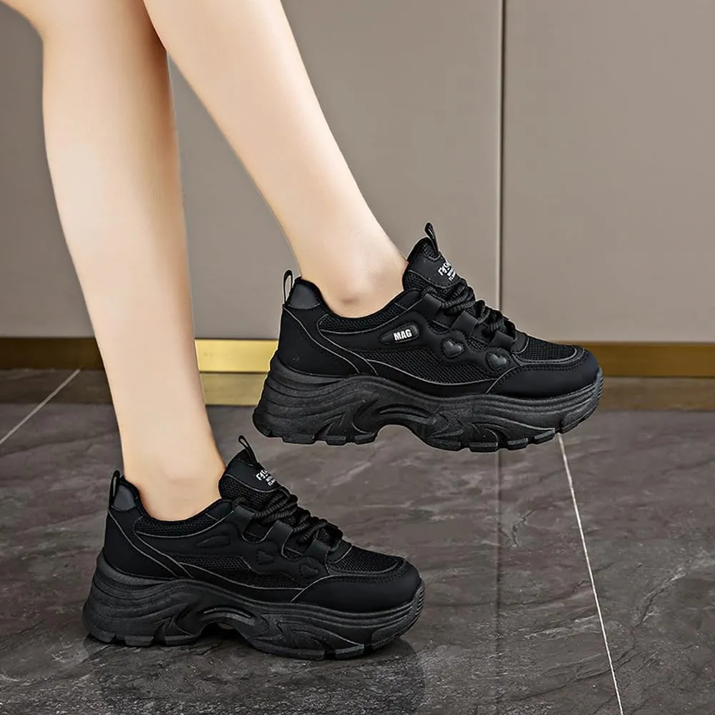 VAXAV Women's Stylish Chunky Shoes Breathable Mesh Platform Sneakers Casual Jogging Walking Shoes 5.5-8.5