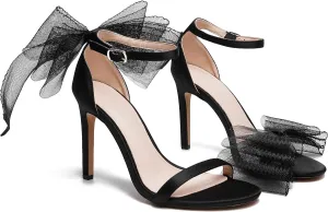 Vertundy Women's Bow Stiletto High Heeled Sandals Dress Wedding Party Shoes For Ladies