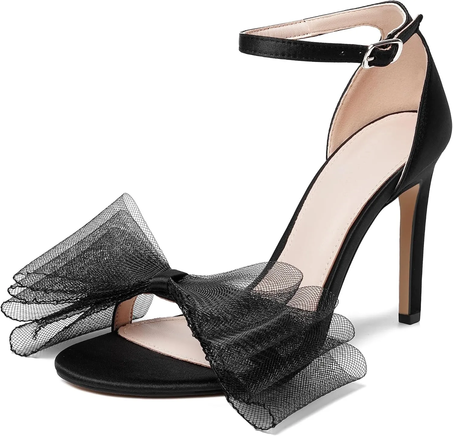 Vertundy Women's Bow Stiletto High Heeled Sandals Dress Wedding Party Shoes For Ladies