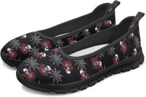 Vintage Chic Skulls Printed Womens Flats Comfortable Dressy Slip On Platform Loafers Fit Comfort Mesh Casual Sneakers Daily Wear