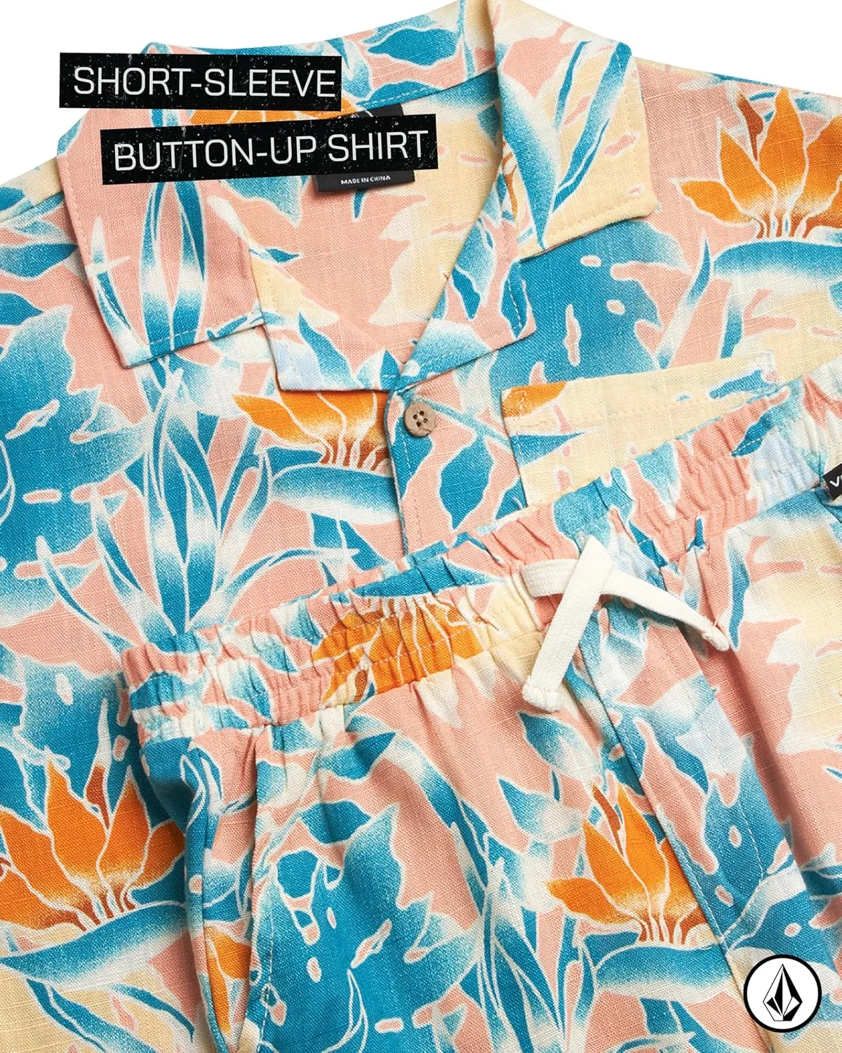 Volcom Toddler Boy Shorts Set - 2 Piece Short Sleeve Button Down Hawaiian Shirt & Matching Shorts, Little Boys Summer Outfits