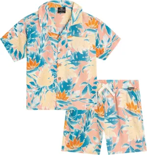 Volcom Toddler Boy Shorts Set - 2 Piece Short Sleeve Button Down Hawaiian Shirt & Matching Shorts, Little Boys Summer Outfits