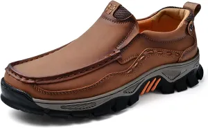 Waterproof Shoes for Men, Outdoor Casual Oxford, Lightweight Hiking Shoes, Breathable Leather Loafers, Comfortable Walking Sneakers