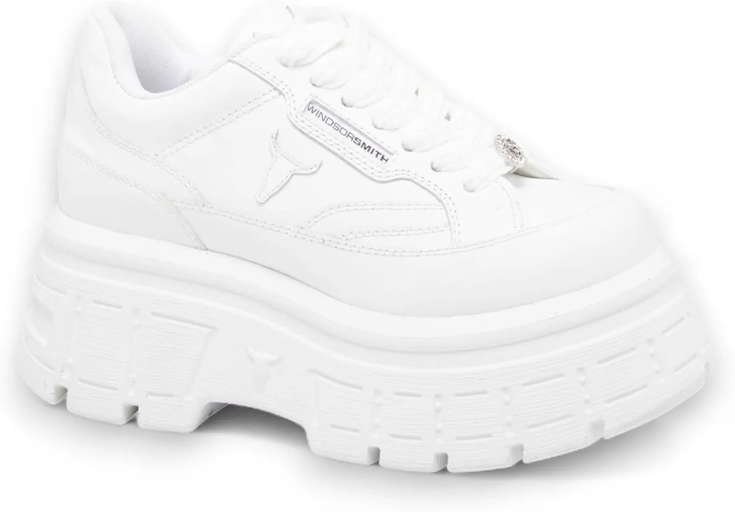 Windsorsmith Womens White Chunky Leather Platform Trainers Sneakers - Swerve