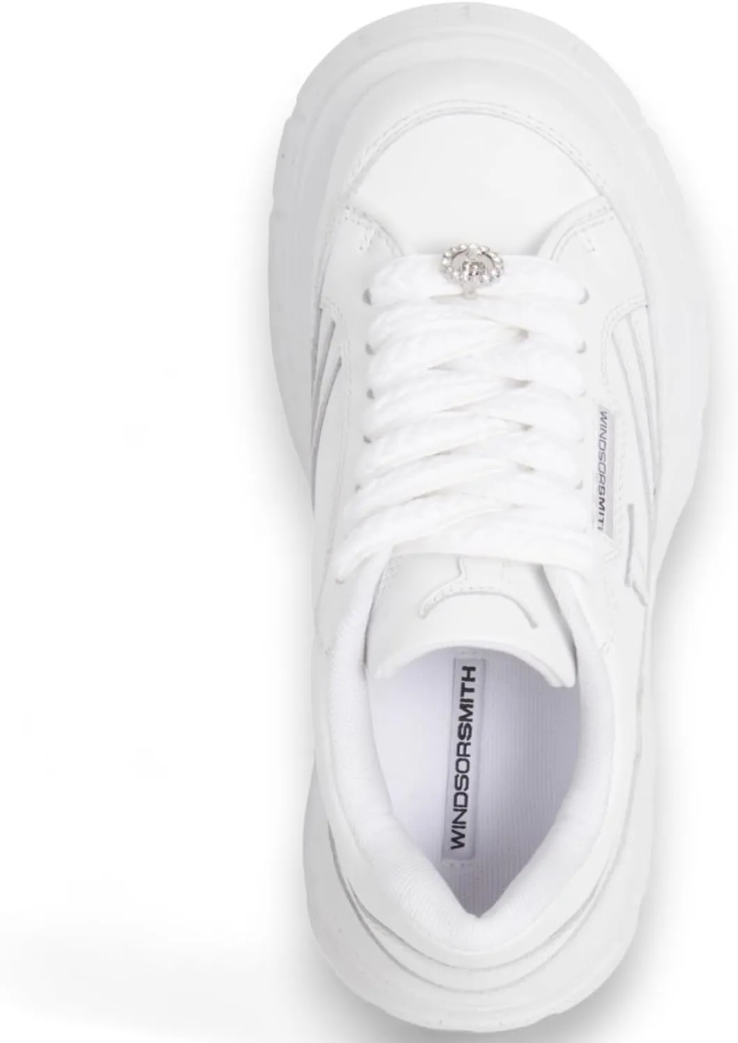 Windsorsmith Womens White Chunky Leather Platform Trainers Sneakers - Swerve