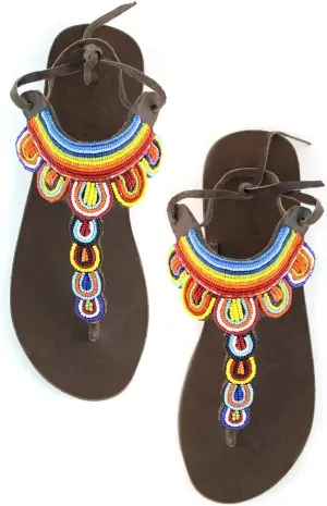 Women Beaded Gladiator Flat Summer Beach Strappy Toe Sandals Shoes - Colorful Ladies Reef Flip Flops