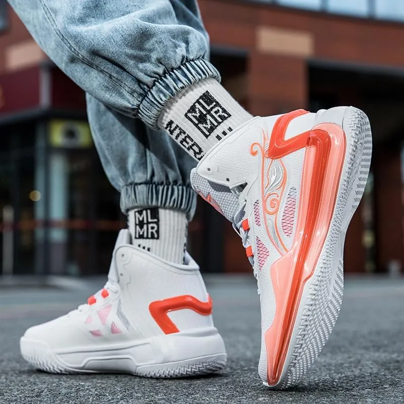 Women Men High Top Basketball Shoes Fashion Unisex Outdoor Sneakers Breathable High Rebound Non Slip Basketball Shoes