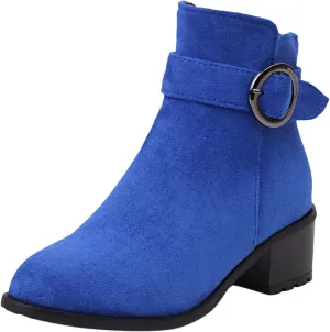 Women Rain Boot Fashion Women's Boots Solid Suede Side Zipper Decorative Buckle High Heel Coarse Heel Classic Tan S