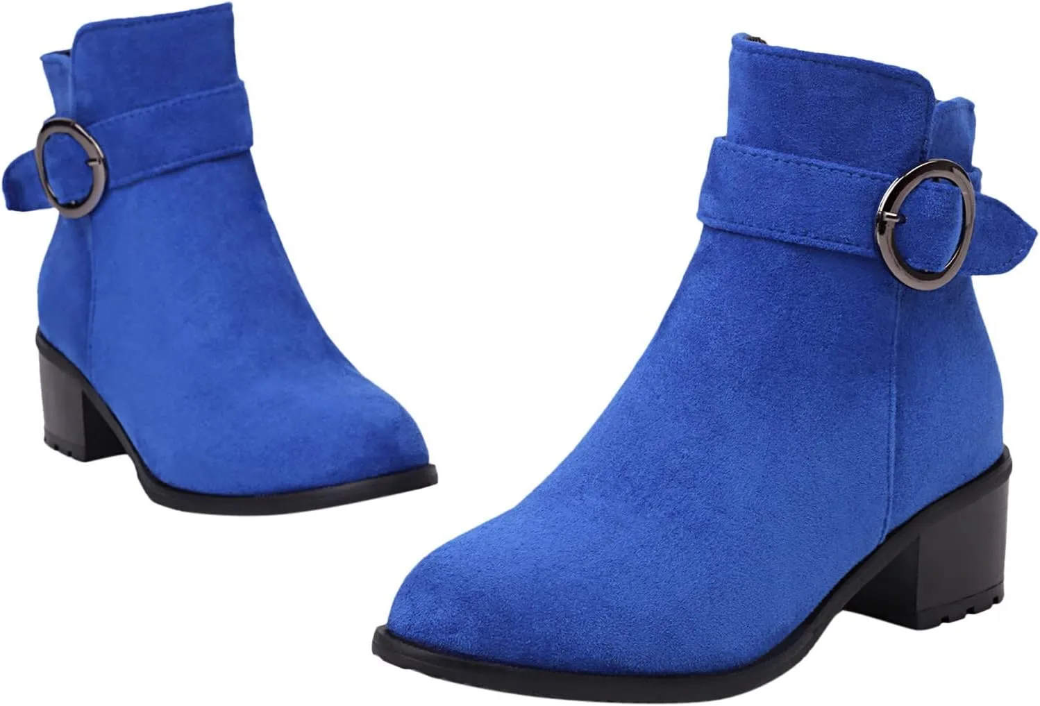 Women Rain Boot Fashion Women's Boots Solid Suede Side Zipper Decorative Buckle High Heel Coarse Heel Classic Tan S