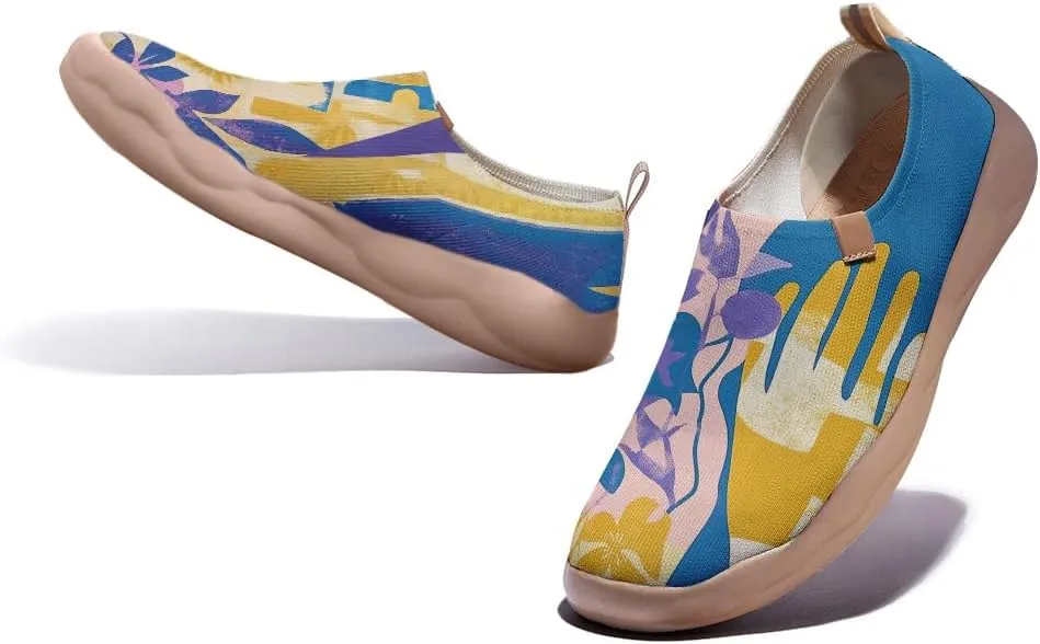 Women Vintage Floral Slip On Travel Shoes Ultra Lightweight Comfort Loafers Summer Breathable Walking Footwear