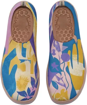 Women Vintage Floral Slip On Travel Shoes Ultra Lightweight Comfort Loafers Summer Breathable Walking Footwear