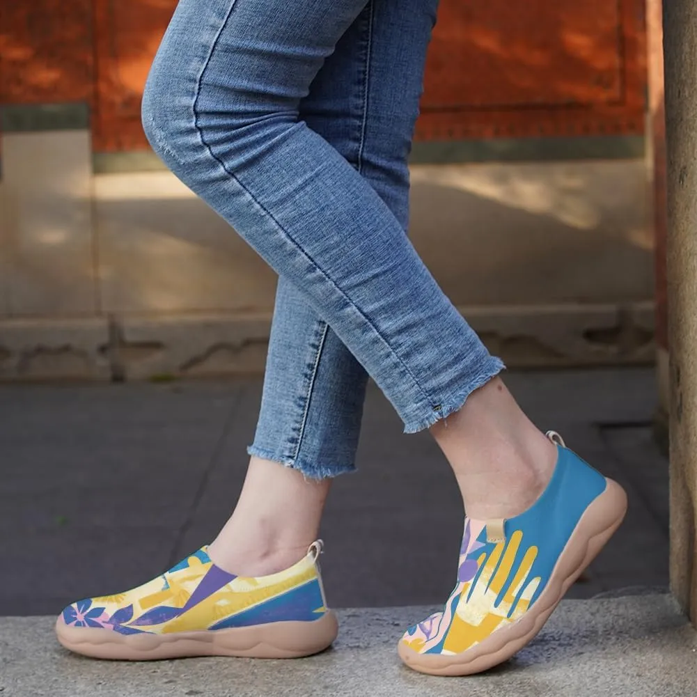Women Vintage Floral Slip On Travel Shoes Ultra Lightweight Comfort Loafers Summer Breathable Walking Footwear
