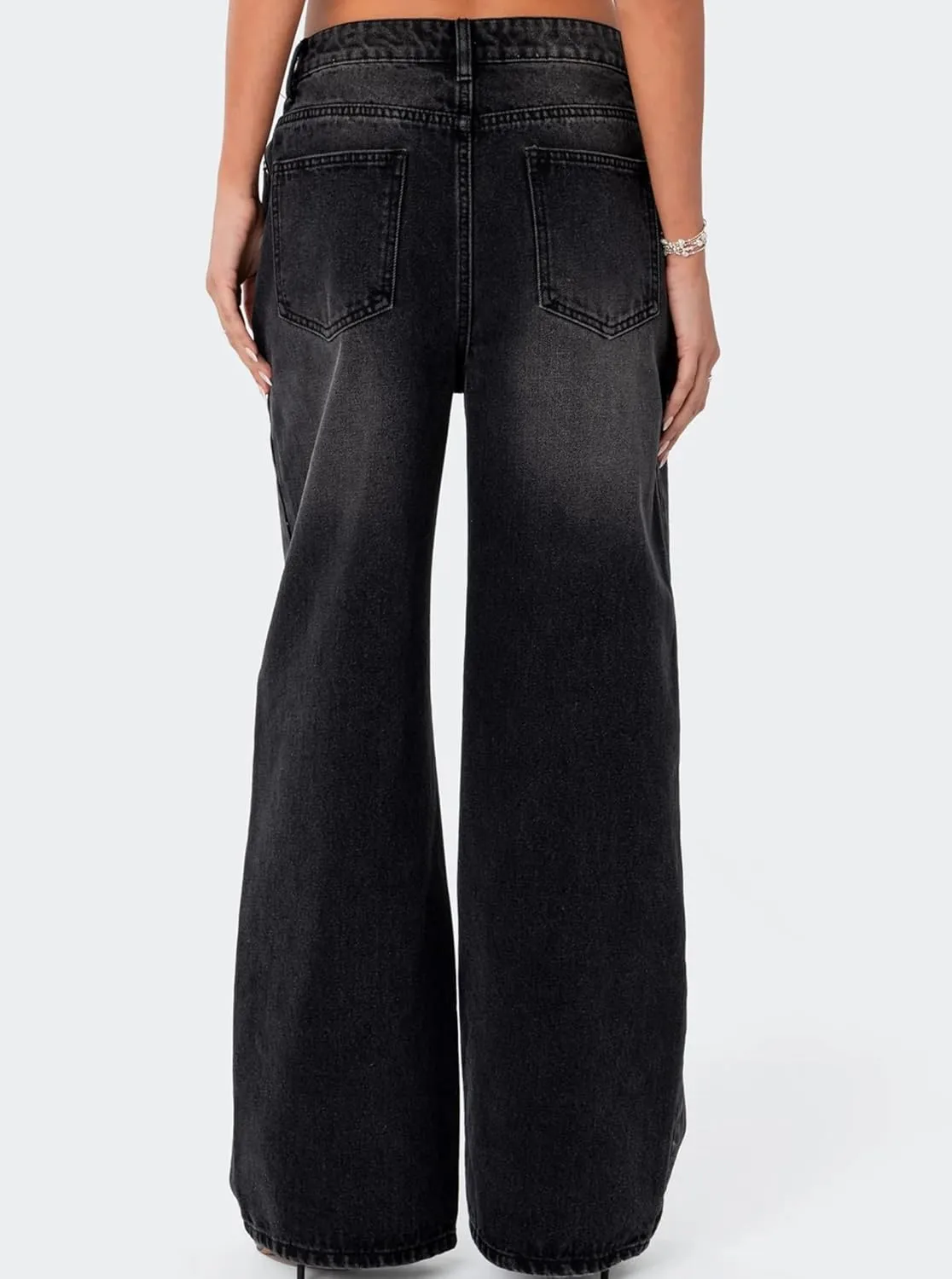 Women's Black Low Rise Baggy Jeans