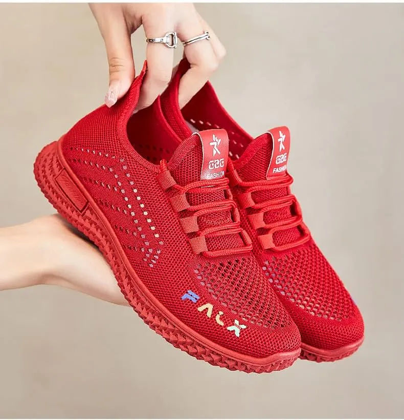 Women's Breathable Mesh Sneakers 2025 - Lightweight Running Shoes with Cushioned EVA Insole, Non-Slip PVC Sole for Summer/Casual Wear