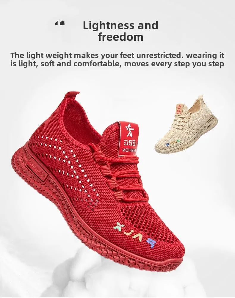 Women's Breathable Mesh Sneakers 2025 - Lightweight Running Shoes with Cushioned EVA Insole, Non-Slip PVC Sole for Summer/Casual Wear