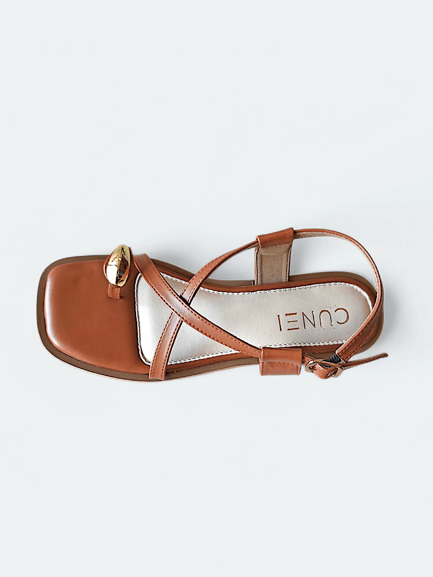 Womens Brown Gladiator Flat Sandals with Toe Ring